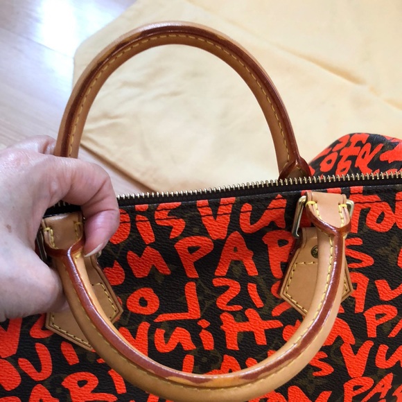 🌺🌺 STUNNING 🌺🌺 Louis Vuitton Stephen Sprouse Graffiti Speedy 30 Neon Orange - Picture 15 of 16